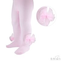 T43-P: Pink Heart tights with Large Bow (NB-24 Months)